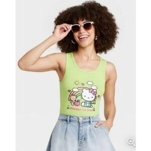 Hello Kitty by Sanrio "Always Be Kind" Graphic Green Tank Top